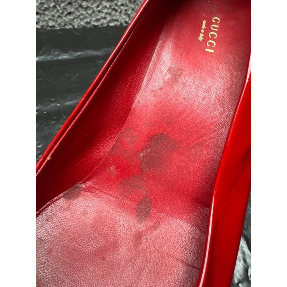 Gucci Patent Leather Round Toe Slip-On Wedge Pumps Red Womens Size 38.5 EU‎ - Picture 13 of 14